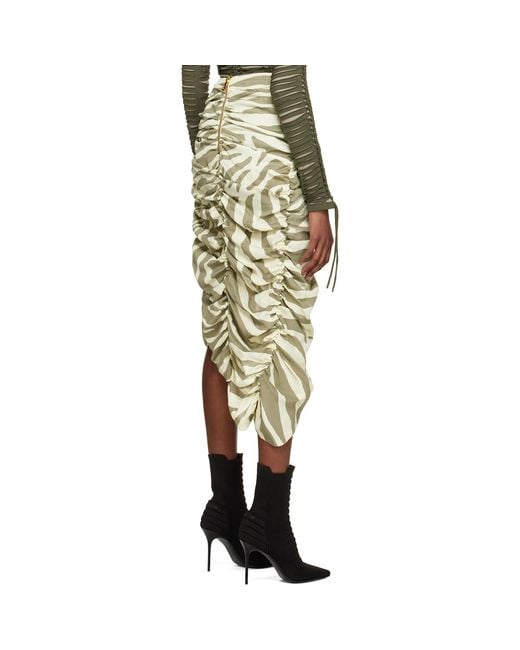 Balmain Natural Zebra Print Midi Skirt