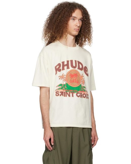 Rhude Multicolor Off-white 'saint-croix' T-shirt for men