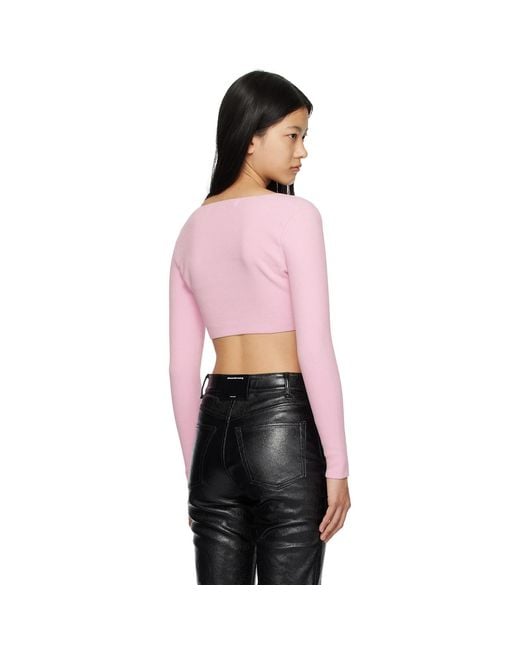 Alexander Wang Black Pink Cropped Cardigan