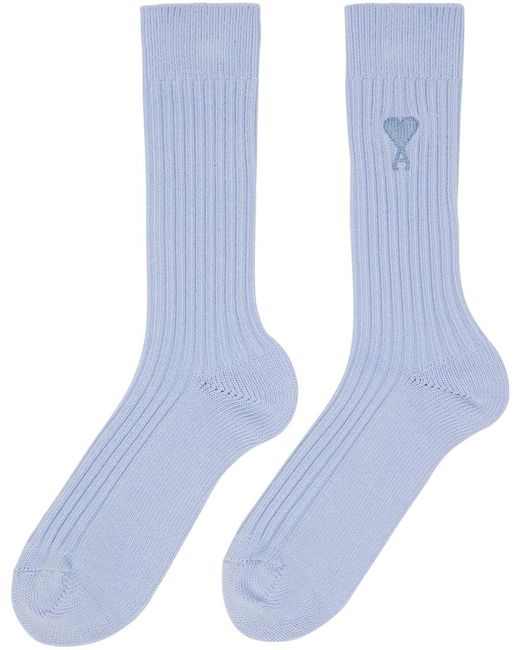 AMI Blue Ami De Cœur Socks for men