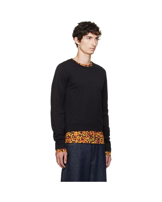 Dries Van Noten Black Layered Cotton T-Shirt for men
