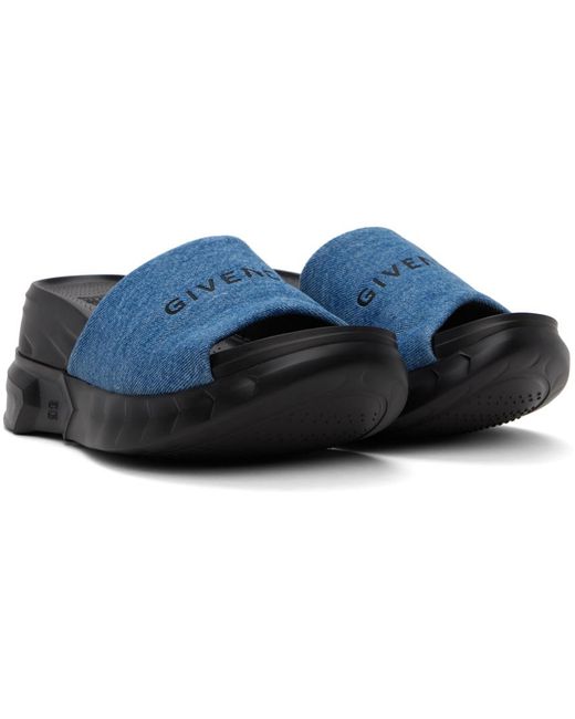 Sandales à talon compensé noir et bleu à semelle marshmallow Givenchy en coloris Blue