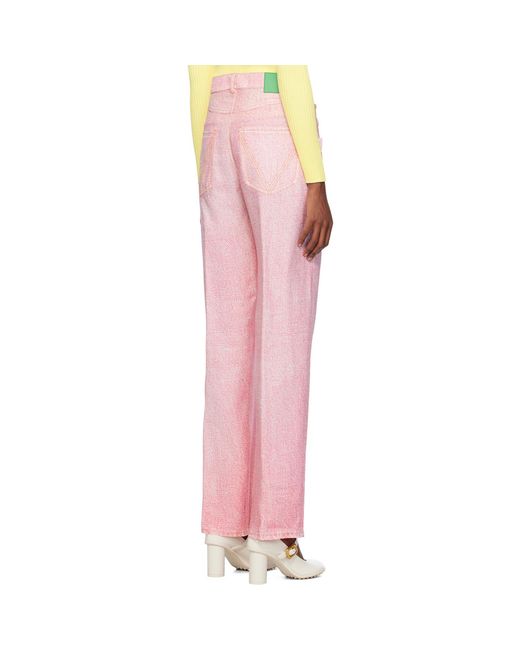 Bottega Veneta Pink & White Printed Trousers
