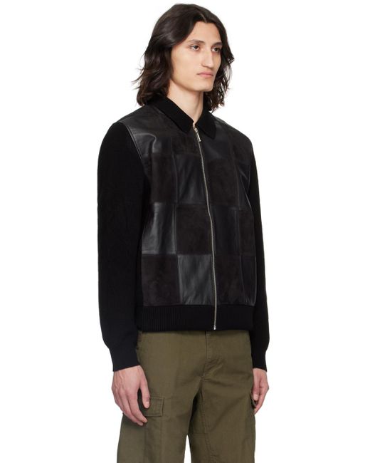 AWAKE NY Black Checke Leather Jacket for men