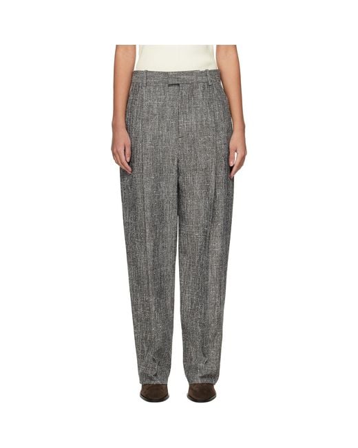 Bottega Veneta Black Melange Viscose & Silk Trousers