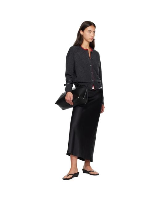 Loulou de Saison Black Nicola Bicolor Cashmere Cardigan