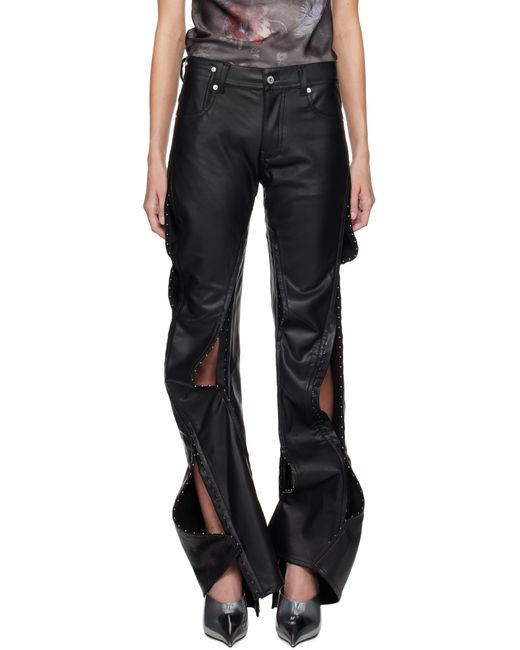 Y. Project ブラック ホック フェイクレザー パンツ Black