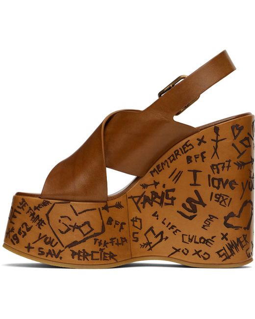 Chloé Brown Maxime Wedge Sandals