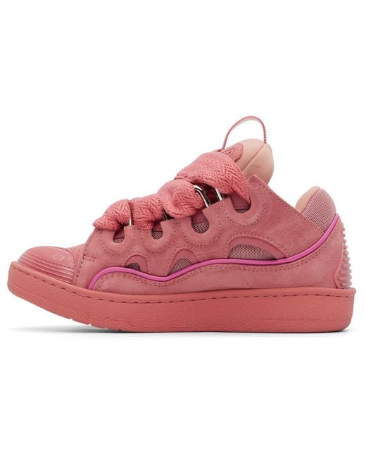 Lanvin Pink Monochrome Suede Curb Sneakers for men
