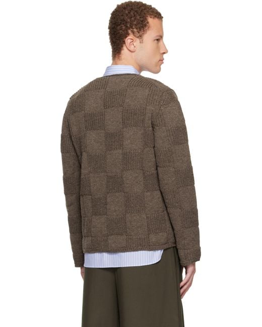 Comme des Garçons Brown Wool Checkerboard Crewneck Sweater for men
