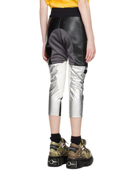 Junya Watanabe Silver & Black Paneled Faux-leather Trousers