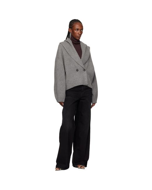 Totême Gray Shawl-Lapel Cardigan