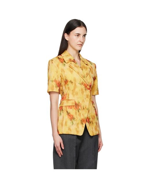 Ganni Orange Shibori Organza Blazer