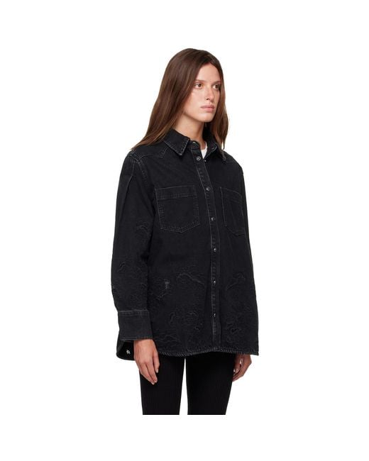 Ganni Black Broderie Anglaise Denim Shirt