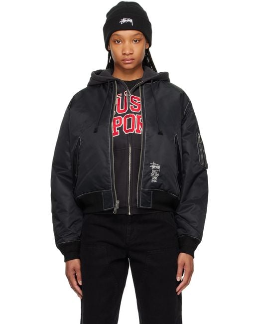 Stussy Built Reversible Bomber Jacket in Black | Lyst UK