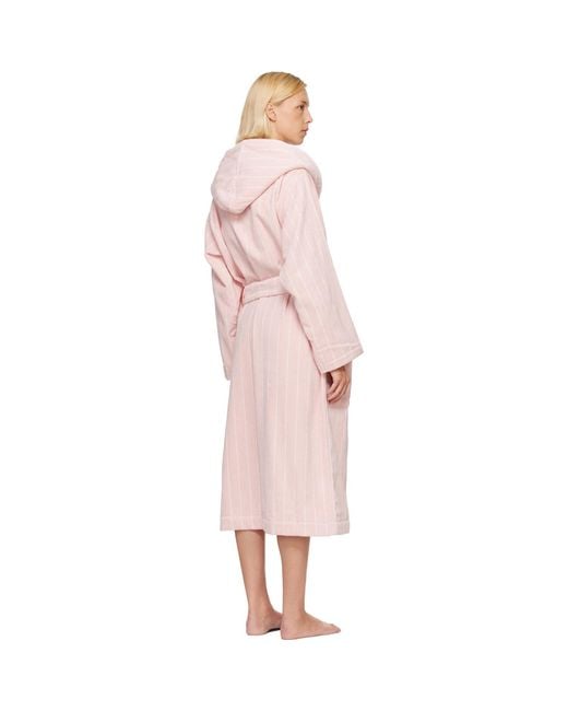 Tekla Pink Terry Hooded Bathrobe