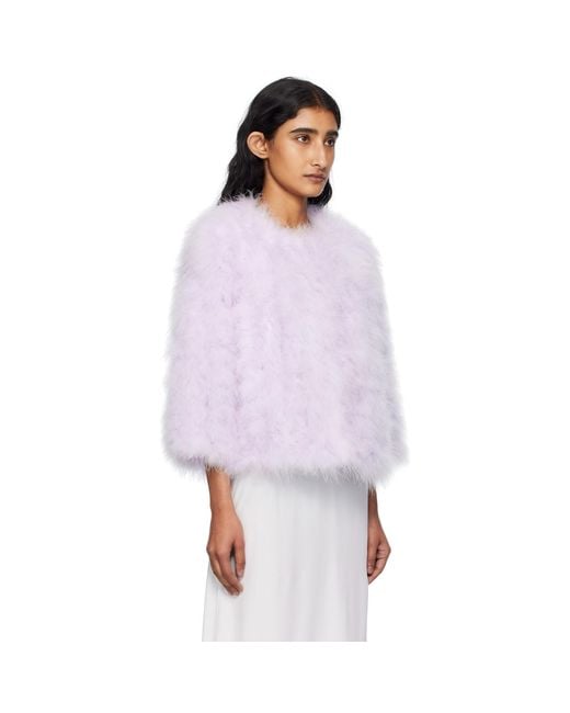 Yves Salomon Purple Short Feather Jacket