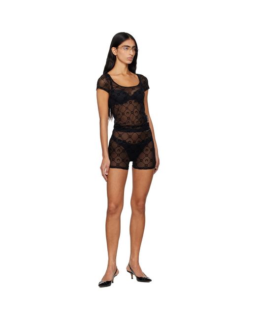 MARINE SERRE Black Recycled Mesh Flock Shorts