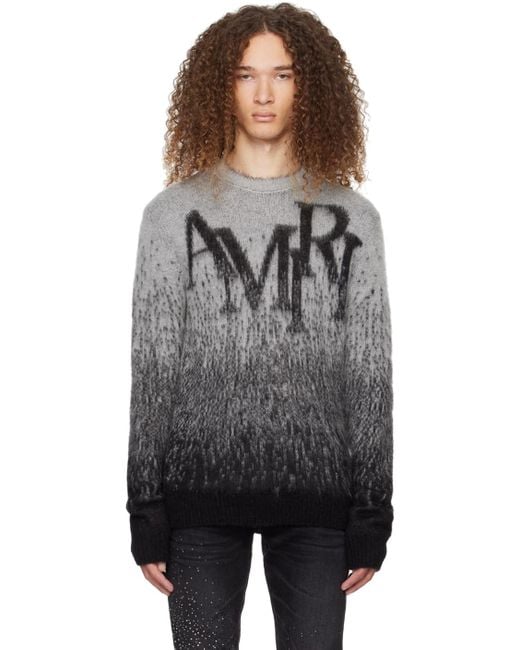 Amiri Black Gray staggered Gradient Sweater for men