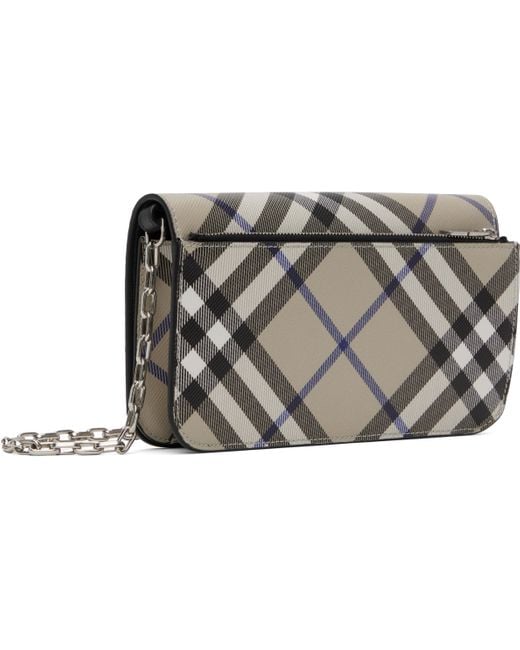 Burberry Black Check Chain Strap Wallet Bag