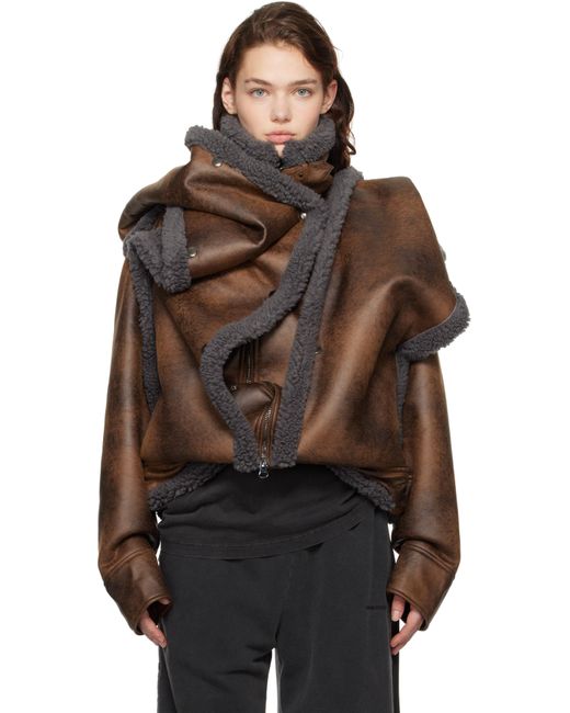 Y. Project Snap Off Panel Hood Aviator Faux-Shearling Jacket in