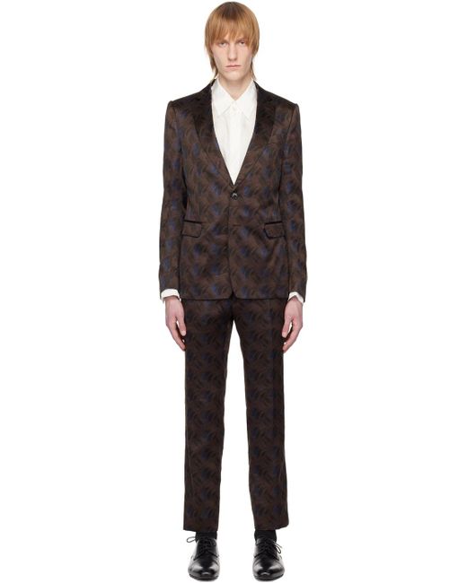 Dries Van Noten Black Brown Single-breasted Suit for men