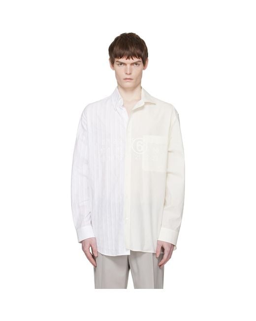 MM6 by Maison Margiela White Off- & Numeric Asymmetric Shirt for men