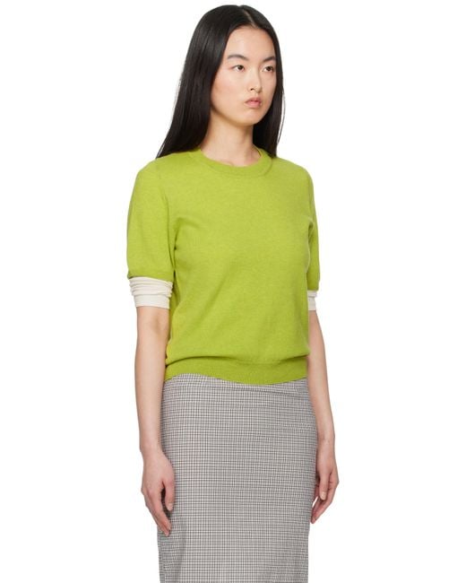【関税込み】&Daughter グリーン Emer カシミヤ Tシャツ &Daughter: グリーン Emer カシミヤ Tシャツ | SSENSE 日本