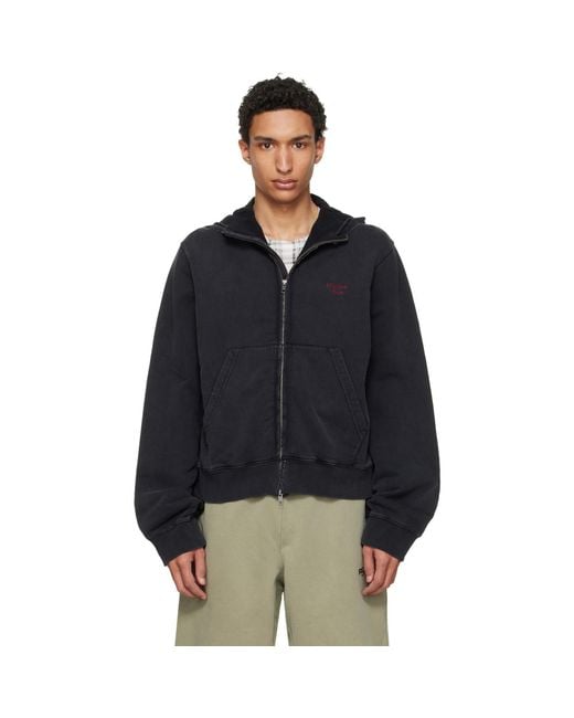 Martine Rose Blue Hooded Zip Crew Jacket for men