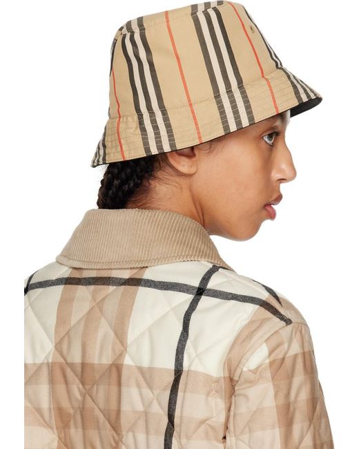 Burberry Natural Icon Stripe Reversible Bucket Hat
