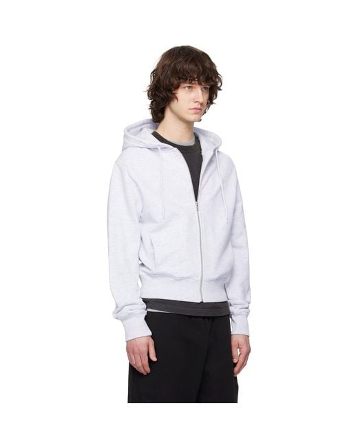 Entire studios White Slim Zip Up Hoodie for men