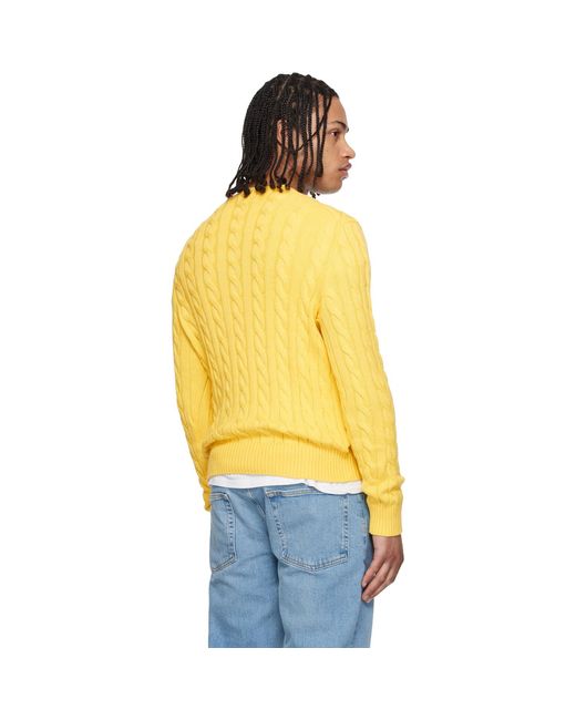Polo Ralph Lauren Yellow Cable-Knit Cotton Sweater for men