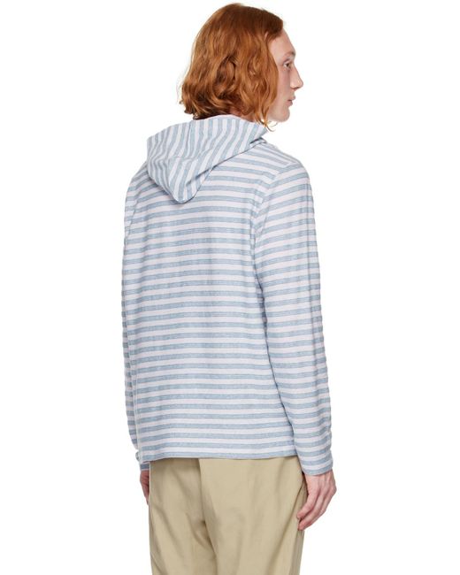 メンズ Vince ブルー ボーダー フーディ Multicolor