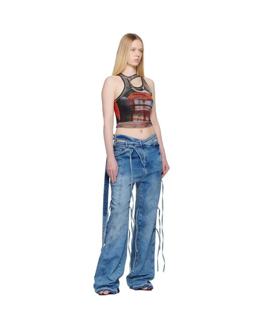 OTTOLINGER Blue Ssense Exclusive Mesh Tank Top