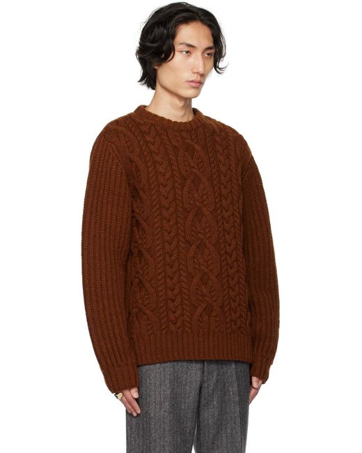 Dries Van Noten Brown Crewneck Sweater for men