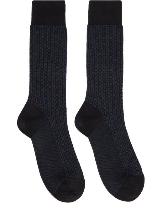 Ferragamo Black & Navy Gancini Socks for men
