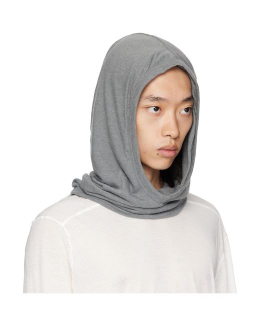 Rick Owens Gray Concordians Knit Hood for men
