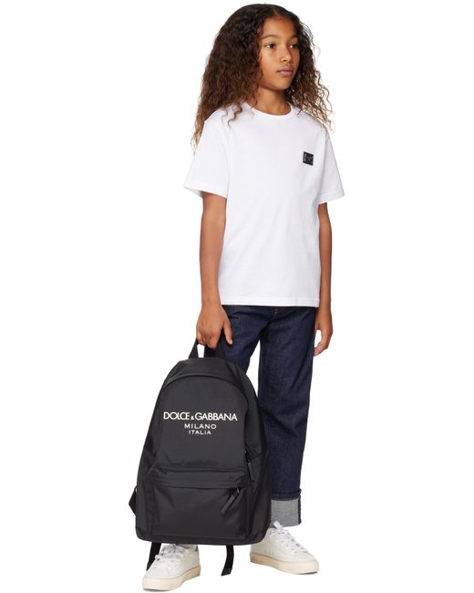 Dolce & Gabbana キッズ｜ホワイト ジャージ ロゴプレート Tシャツ White