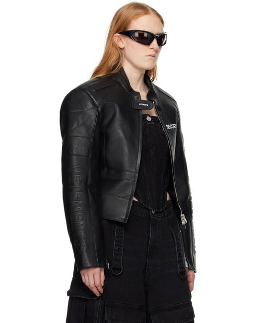 Vetements Black Securite Motorcross Leather Jacket