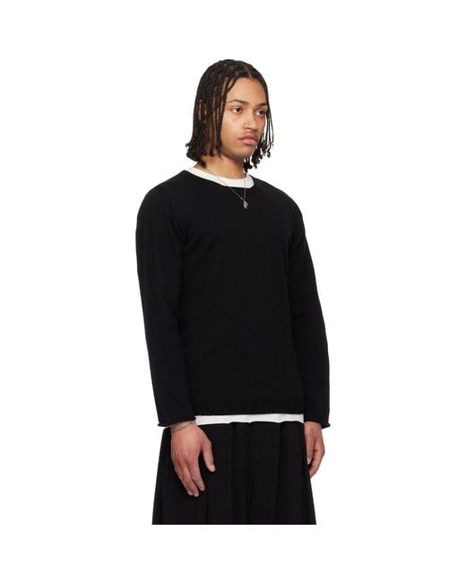Yohji Yamamoto Black Cotton Cashmere Round Neck Po Knit Sweater for men