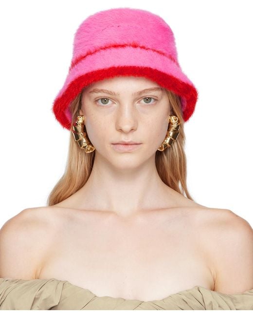 Jacquemus Pink Le Bob Neve Faux Fur Bucket Hat