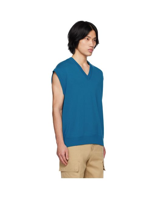 Wooyoungmi Blue V-neck Vest for men