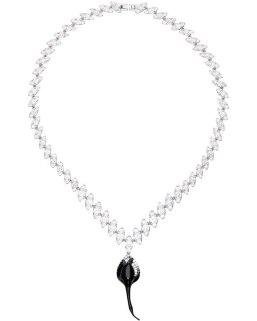 OTTOLINGER Multicolor Silver & Black Crystal Dip Necklace for men