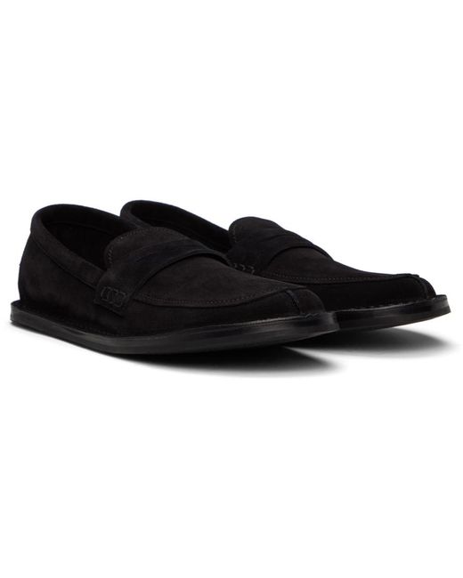 The Row Black Cary Suede Loafers for men