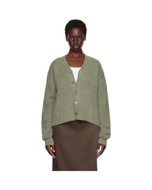 TONYWACK Green Brushed Mohair V-Neck Cardigan