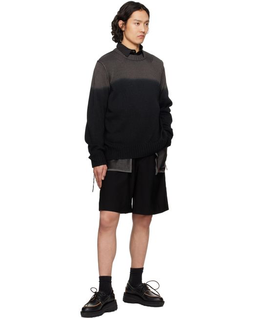 Feng Chen Wang Black Deconstructed Patchwork Shorts for men