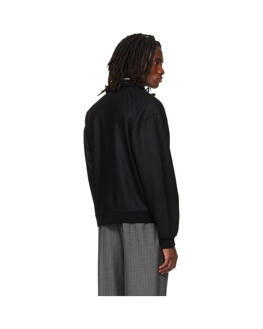 Jil Sander Black Wool Melton Zip-Up Jacket for men
