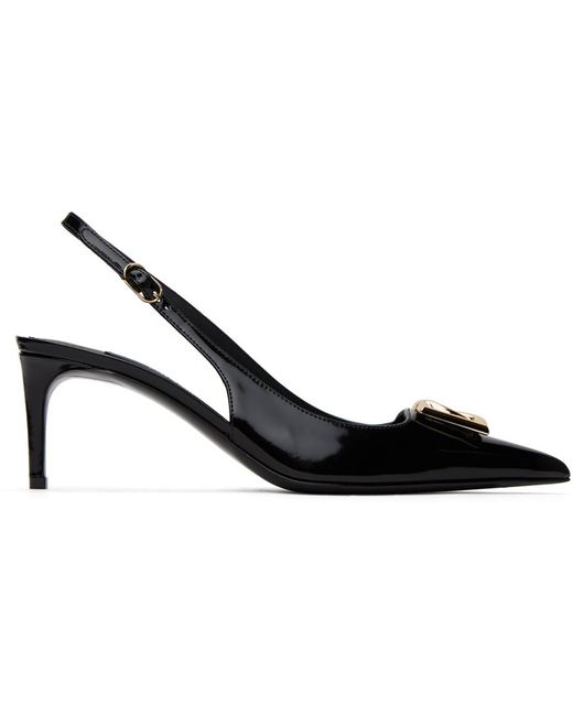 Dolce & Gabbana Dolce&gabbana Black Polished Calfskin Slingback Heels