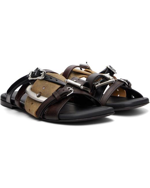 Acne Black Leather Belts Strap Sandals