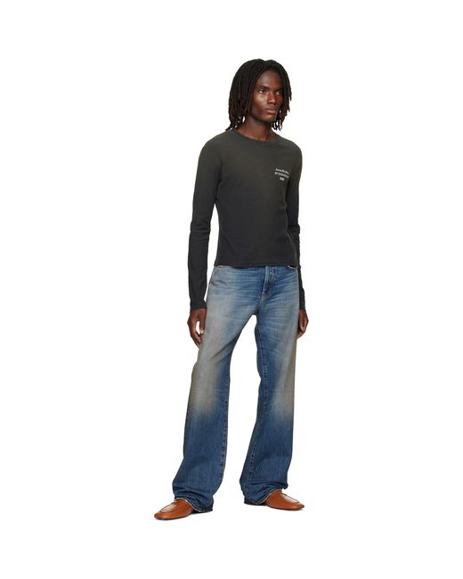 Acne Black Distressed Logo T-Shirt for men